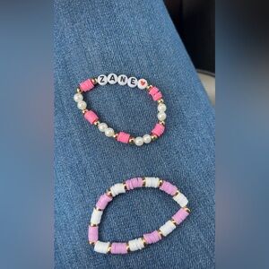 Pink and White Beaded Bracelets